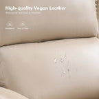 Traditional Vegan Leather Manual Push-Back Recliner, Padded Armrests, Solid Wood Legs, Living Room