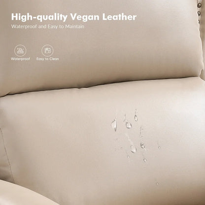 Traditional Vegan Leather Manual Push-Back Recliner, Padded Armrests, Solid Wood Legs, Living Room