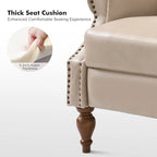 Traditional Vegan Leather Manual Push-Back Recliner, Padded Armrests, Solid Wood Legs, Living Room