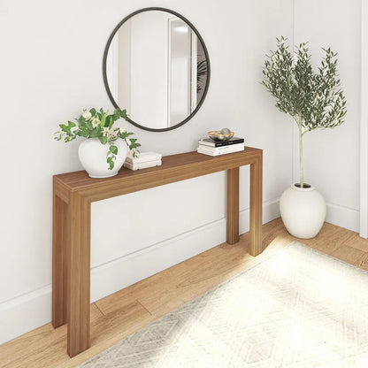 Modern Console Table 56 in, Solid Pine Wood, Low-VOC Finish, Living Room or Entryway