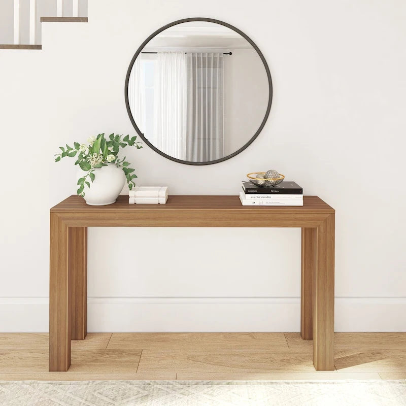 Modern Console Table 56 in, Solid Pine Wood, Low-VOC Finish, Living Room or Entryway