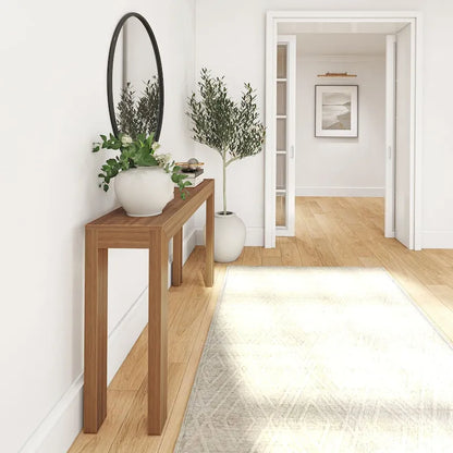 Modern Console Table 56 in, Solid Pine Wood, Low-VOC Finish, Living Room or Entryway