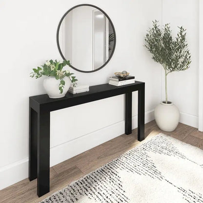 Modern Console Table 56 in, Solid Pine Wood, Low-VOC Finish, Living Room or Entryway