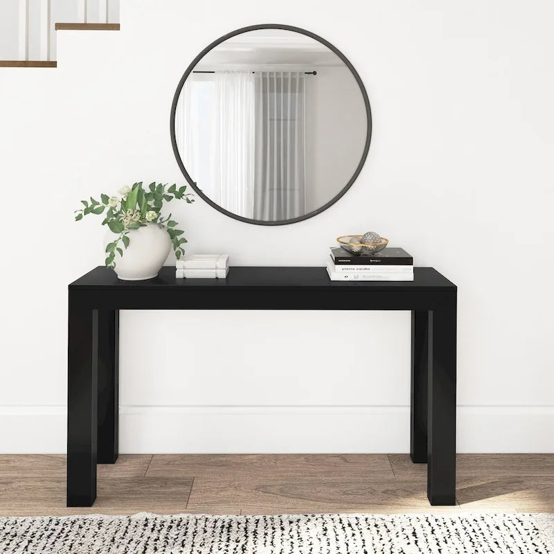 Modern Console Table 56 in, Solid Pine Wood, Low-VOC Finish, Living Room or Entryway