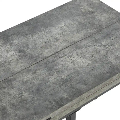 C-Shape Side Table, Faux Stone Top, Black Frame, Space-Saving Design