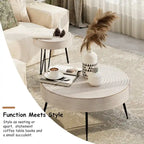 2-Piece Rustic Round Coffee Table, Solid Pine & Fir Veneer, Distressed Natural Wood Finish