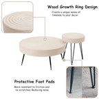 2-Piece Rustic Round Coffee Table, Solid Pine & Fir Veneer, Distressed Natural Wood Finish
