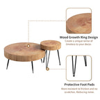 2-Piece Rustic Round Coffee Table, Solid Pine & Fir Veneer, Distressed Natural Wood Finish