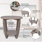 Rustic Farmhouse End Table with Open Storage Shelf, Wood Side Table for Living Room or Bedroom