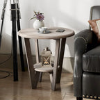 Rustic Farmhouse End Table with Open Storage Shelf, Wood Side Table for Living Room or Bedroom