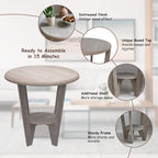 Rustic Farmhouse End Table with Open Storage Shelf, Wood Side Table for Living Room or Bedroom