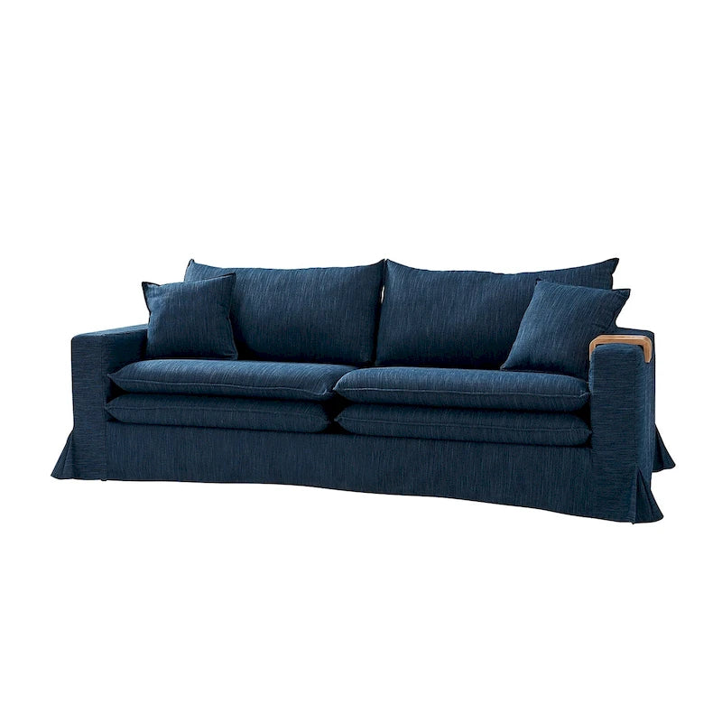 Modern Slipcovered Sofa with Cup Holder, Reversible Cushions, Stain-Resistant Fabric, 3-Seater