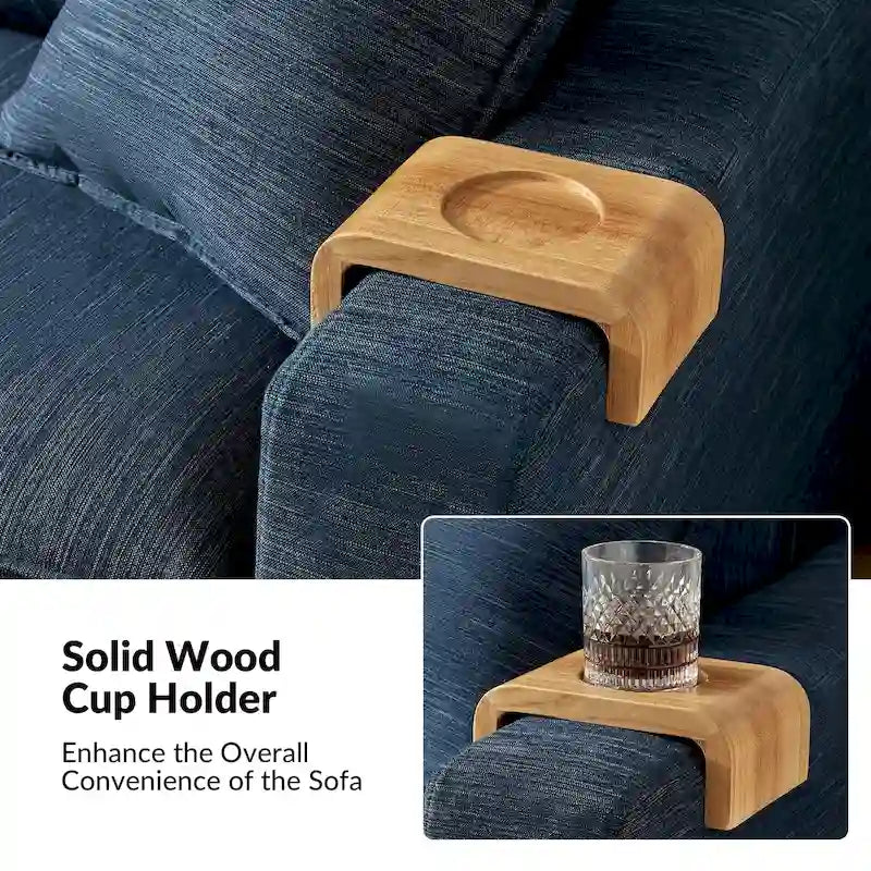 Modern Slipcovered Sofa with Cup Holder, Reversible Cushions, Stain-Resistant Fabric, 3-Seater
