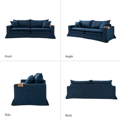 Modern Slipcovered Sofa with Cup Holder, Reversible Cushions, Stain-Resistant Fabric, 3-Seater