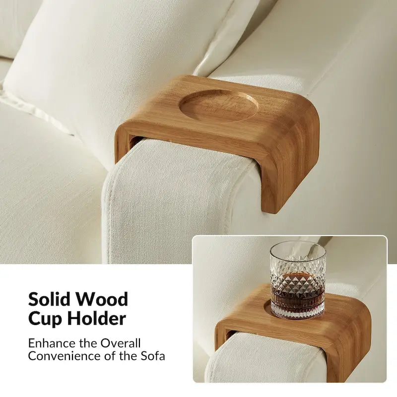 Modern Slipcovered Sofa with Cup Holder, Reversible Cushions, Stain-Resistant Fabric, 3-Seater