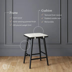 Boucle Upholstered Backless Counter Height Barstool with Cushion, Metal Legs, Modern Style
