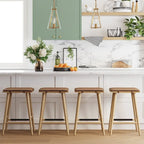 Boucle Upholstered Backless Counter Height Barstool with Cushion, Metal Legs, Modern Style
