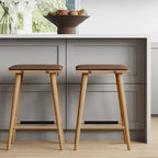 Boucle Upholstered Backless Counter Height Barstool with Cushion, Metal Legs, Modern Style