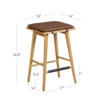 Boucle Upholstered Backless Counter Height Barstool with Cushion, Metal Legs, Modern Style