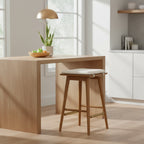 Boucle Upholstered Backless Counter Height Barstool with Cushion, Metal Legs, Modern Style