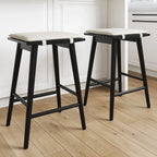 Boucle Upholstered Backless Counter Height Barstool with Cushion, Metal Legs, Modern Style