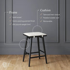 Boucle Upholstered Backless Counter Height Barstool with Cushion, Metal Legs, Modern Style