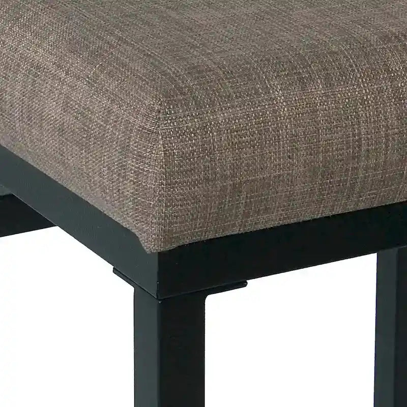 Backless Industrial Metal Counter Stool, 24in Seat Height, Textured Weave Fabric, Black Finish