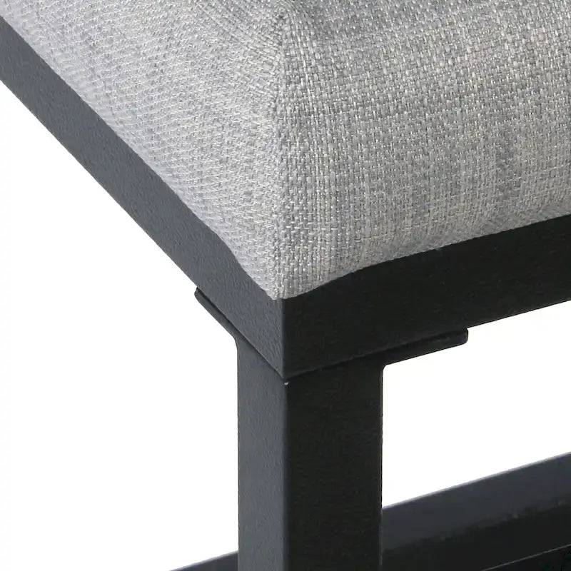 Backless Industrial Metal Counter Stool, 24in Seat Height, Textured Weave Fabric, Black Finish