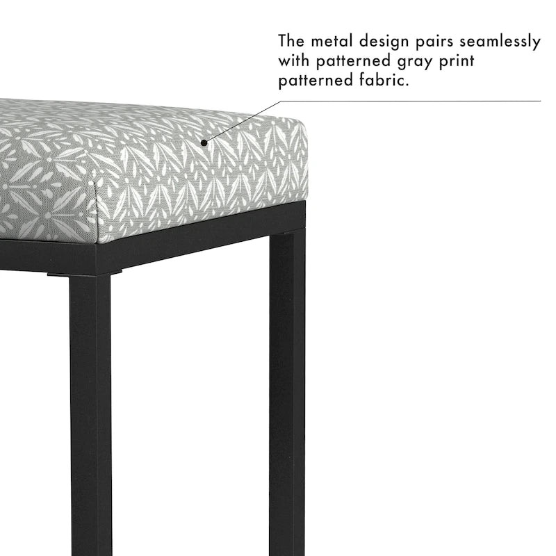 Backless Industrial Metal Counter Stool, 24in Seat Height, Textured Weave Fabric, Black Finish
