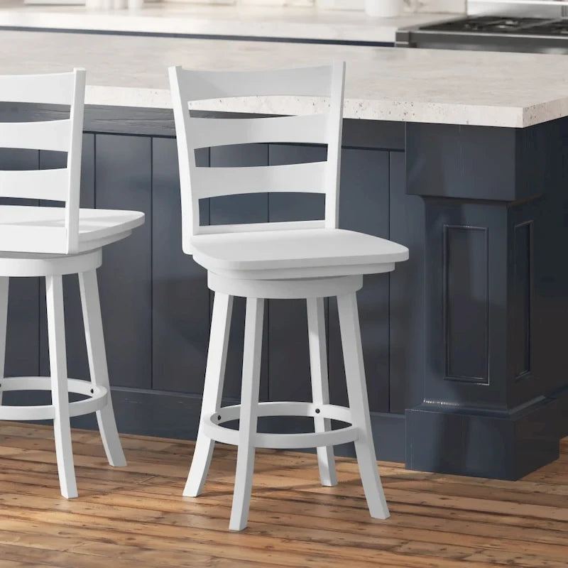 Ladderback Wooden Swivel Counter Stool with Footrest