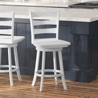 Ladderback Wooden Swivel Counter Stool with Footrest