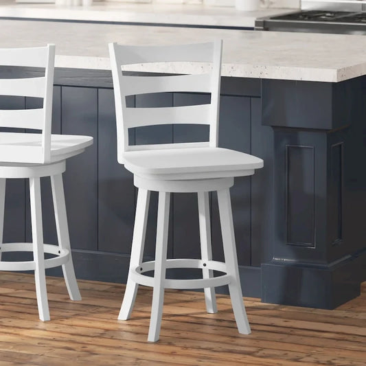 Ladderback Wooden Swivel Counter Stool with Footrest