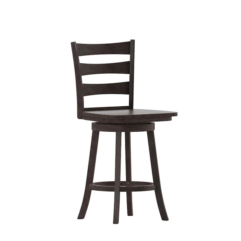 Ladderback Wooden Swivel Counter Stool with Footrest