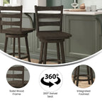 Ladderback Wooden Swivel Counter Stool with Footrest
