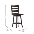 Ladderback Wooden Swivel Counter Stool with Footrest