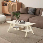 Mid-Century Modern Coffee Table with Storage Shelf, MDF & Rubberwood, 47.25W x 23.62D x 17.75H in