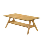 Mid-Century Modern Coffee Table with Storage Shelf, MDF & Rubberwood, 47.25W x 23.62D x 17.75H in