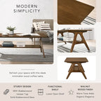 Mid-Century Modern Coffee Table with Storage Shelf, MDF & Rubberwood, 47.25W x 23.62D x 17.75H in