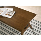 Mid-Century Modern Coffee Table with Storage Shelf, MDF & Rubberwood, 47.25W x 23.62D x 17.75H in