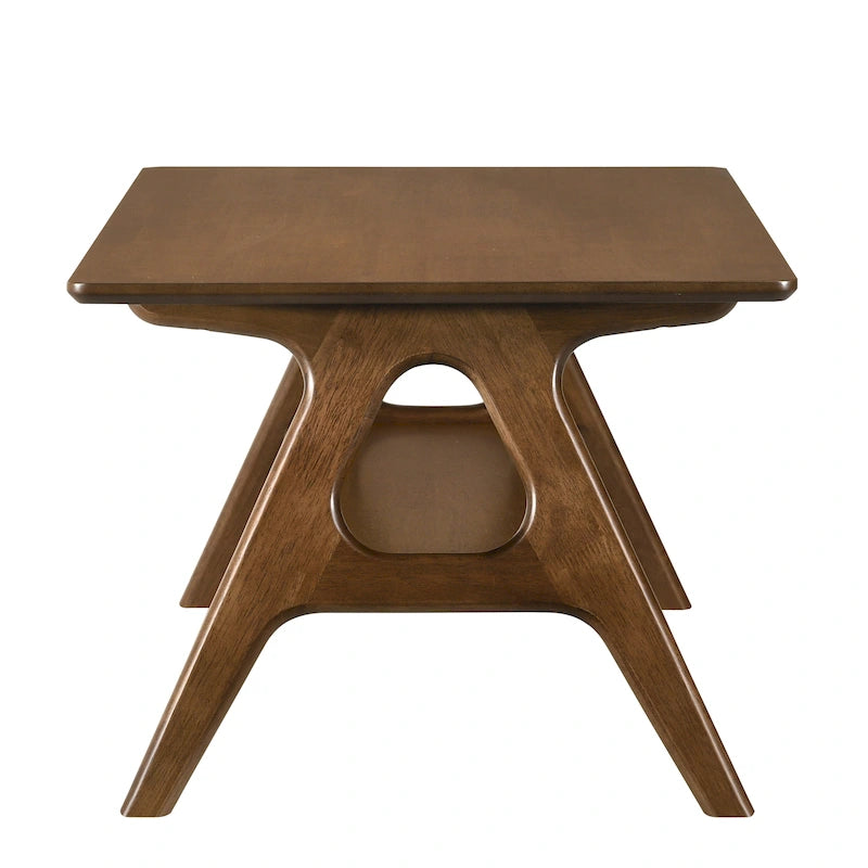 Mid-Century Modern Coffee Table with Storage Shelf, MDF & Rubberwood, 47.25W x 23.62D x 17.75H in
