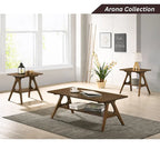 Mid-Century Modern Coffee Table with Storage Shelf, MDF & Rubberwood, 47.25W x 23.62D x 17.75H in