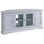Corner TV Stand with Enclosed Storage, Fits TVs up to 60in, Adjustable Shelves, White Painted Finish