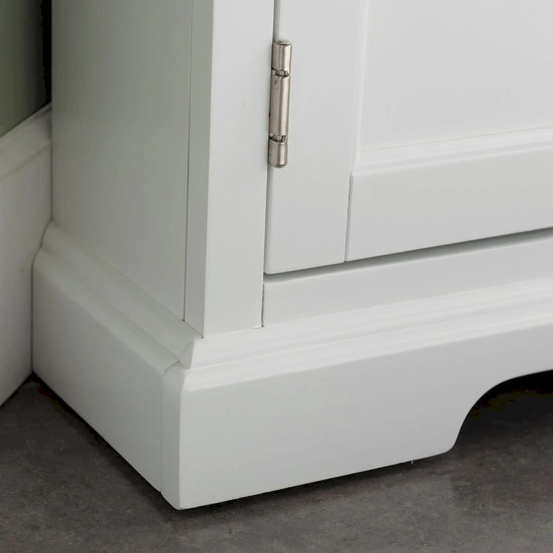Corner TV Stand with Enclosed Storage, Fits TVs up to 60in, Adjustable Shelves, White Painted Finish