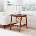 Mid-Century Modern Side End Table with Solid Wood Legs, Round Top, Living Room or Bedroom