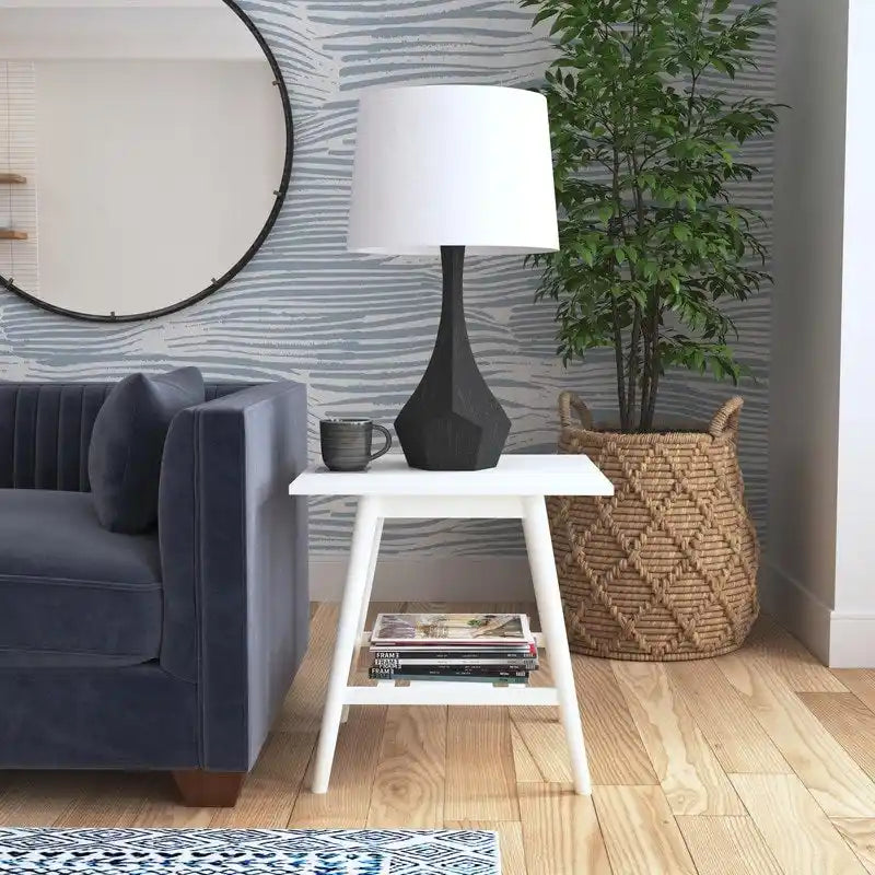 Mid-Century Modern Side End Table with Solid Wood Legs, Round Top, Living Room or Bedroom