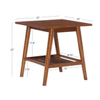 Mid-Century Modern Side End Table with Solid Wood Legs, Round Top, Living Room or Bedroom
