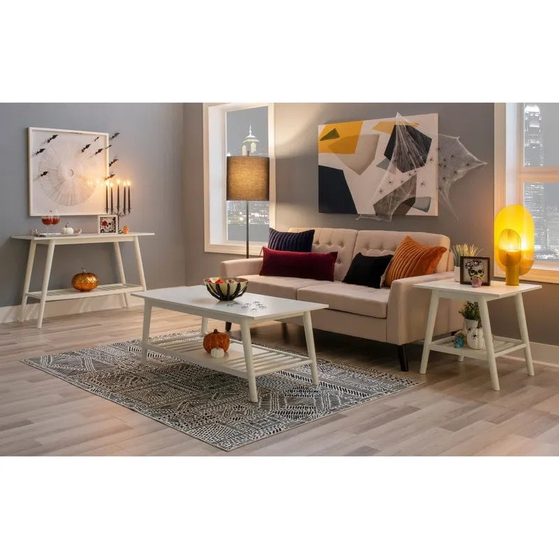 Mid-Century Modern Side End Table with Solid Wood Legs, Round Top, Living Room or Bedroom