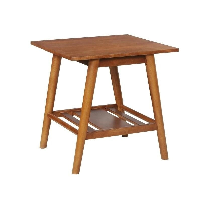 Mid-Century Modern Side End Table with Solid Wood Legs, Round Top, Living Room or Bedroom