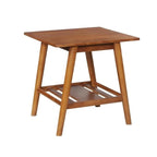Mid-Century Modern Side End Table with Solid Wood Legs, Round Top, Living Room or Bedroom