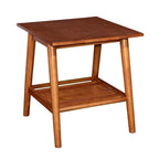 Mid-Century Modern Side End Table with Solid Wood Legs, Round Top, Living Room or Bedroom